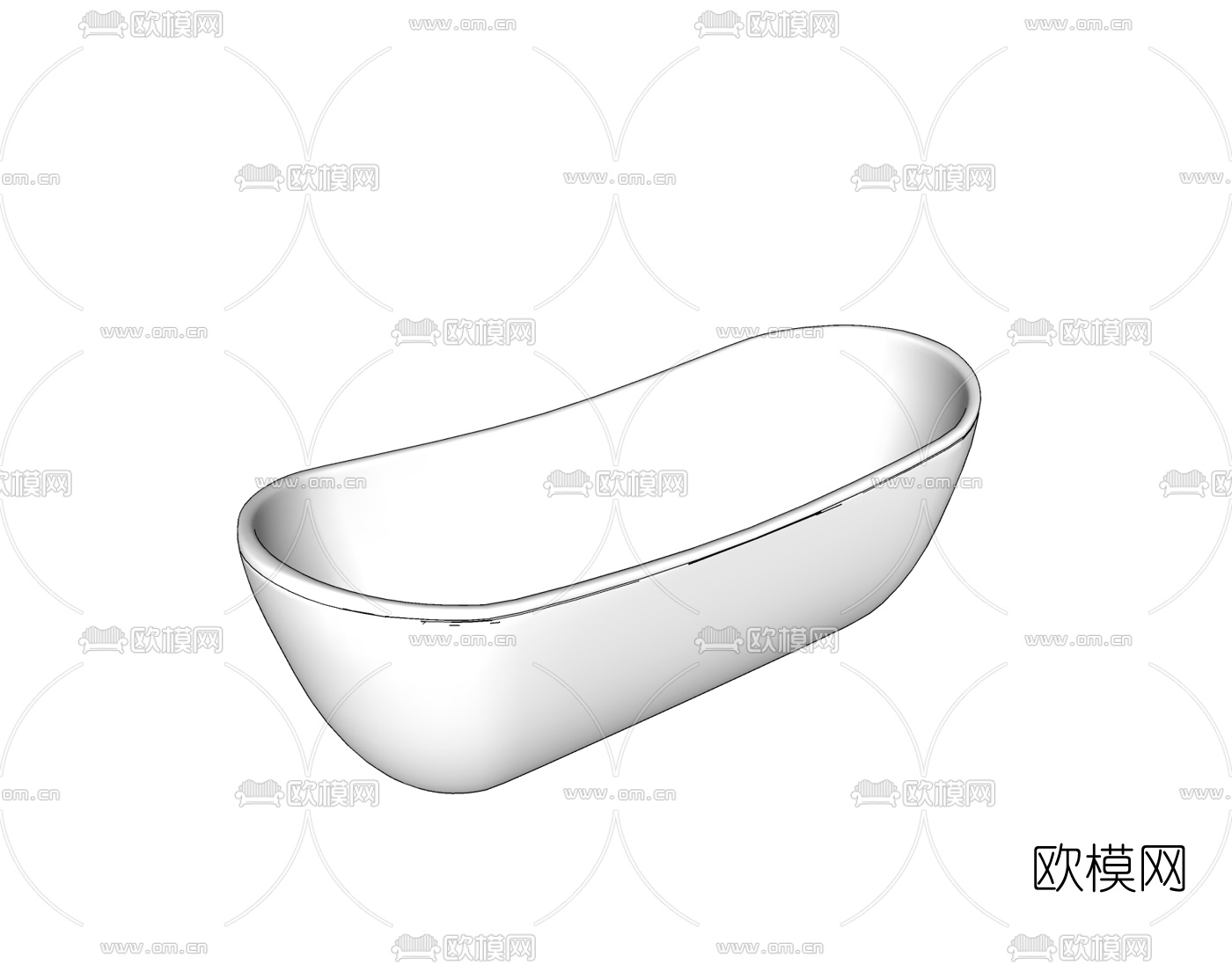 现代陶瓷浴缸免费su模型下载
