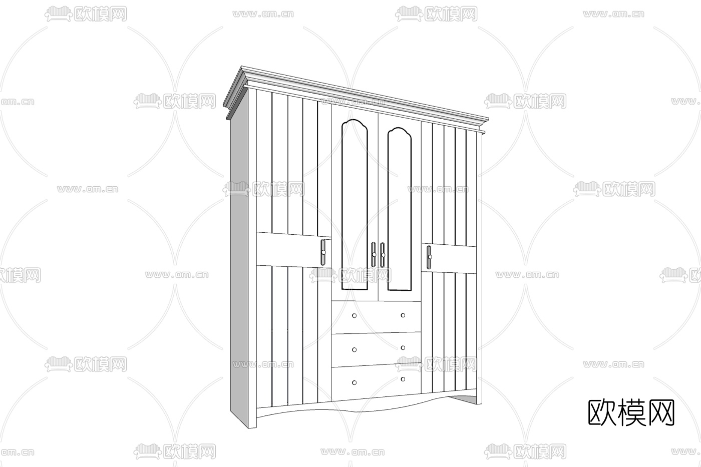 美式衣柜免费su模型下载