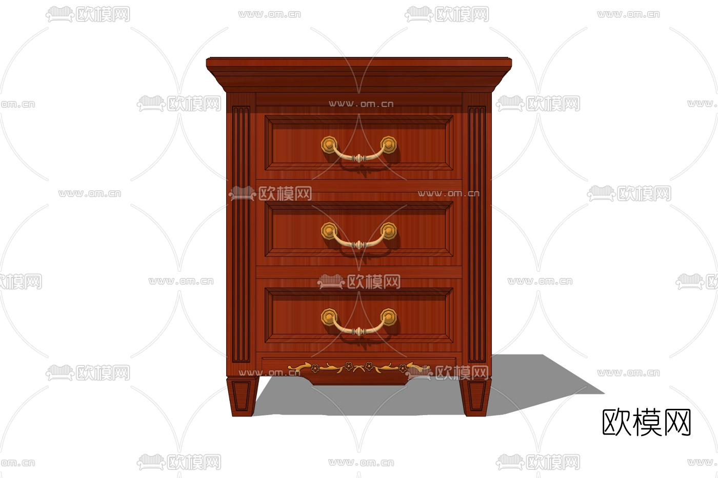 欧式实木床头柜免费su模型下载