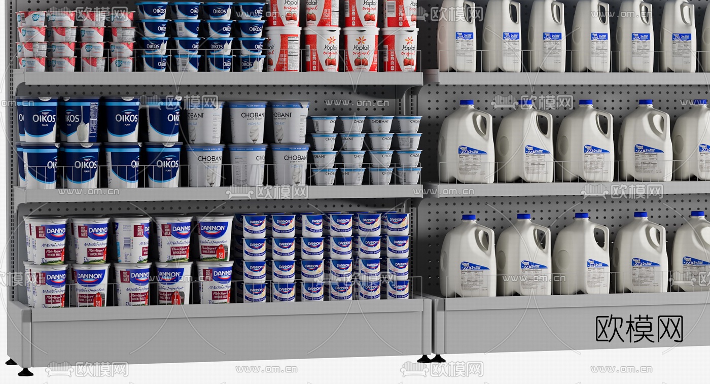 现代牛奶食品展柜3d模型下载（渲染图1）