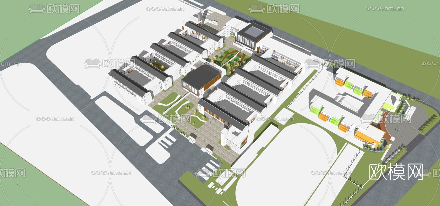 现代学校规划su模型下载（渲染图4）