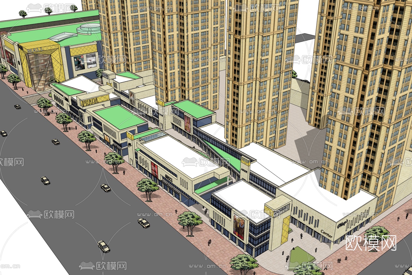 欧式高层小区规划免费su模型下载