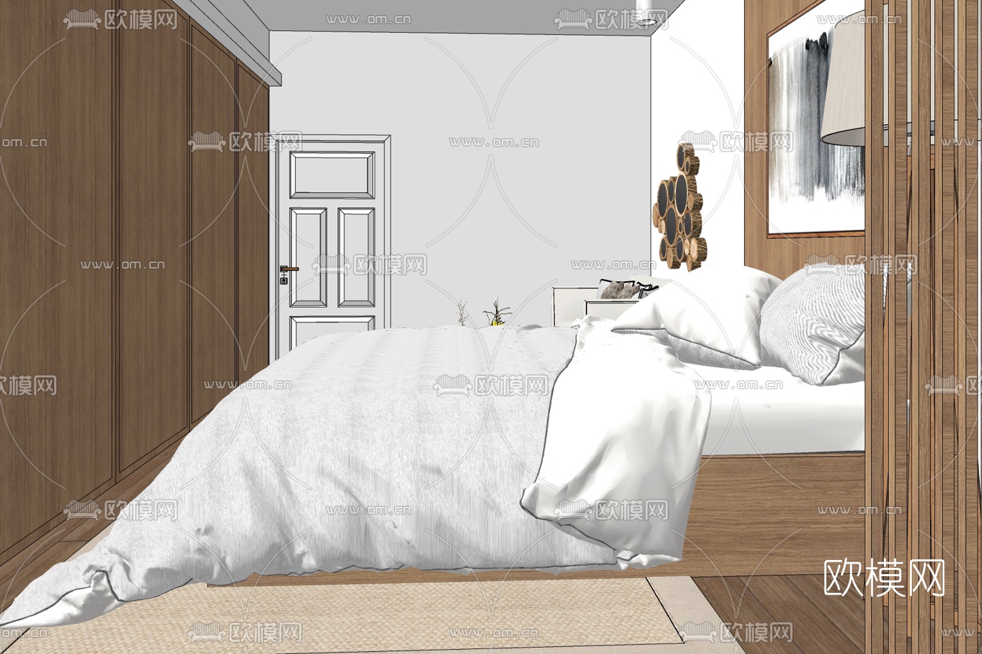 北欧卧室免费su模型下载