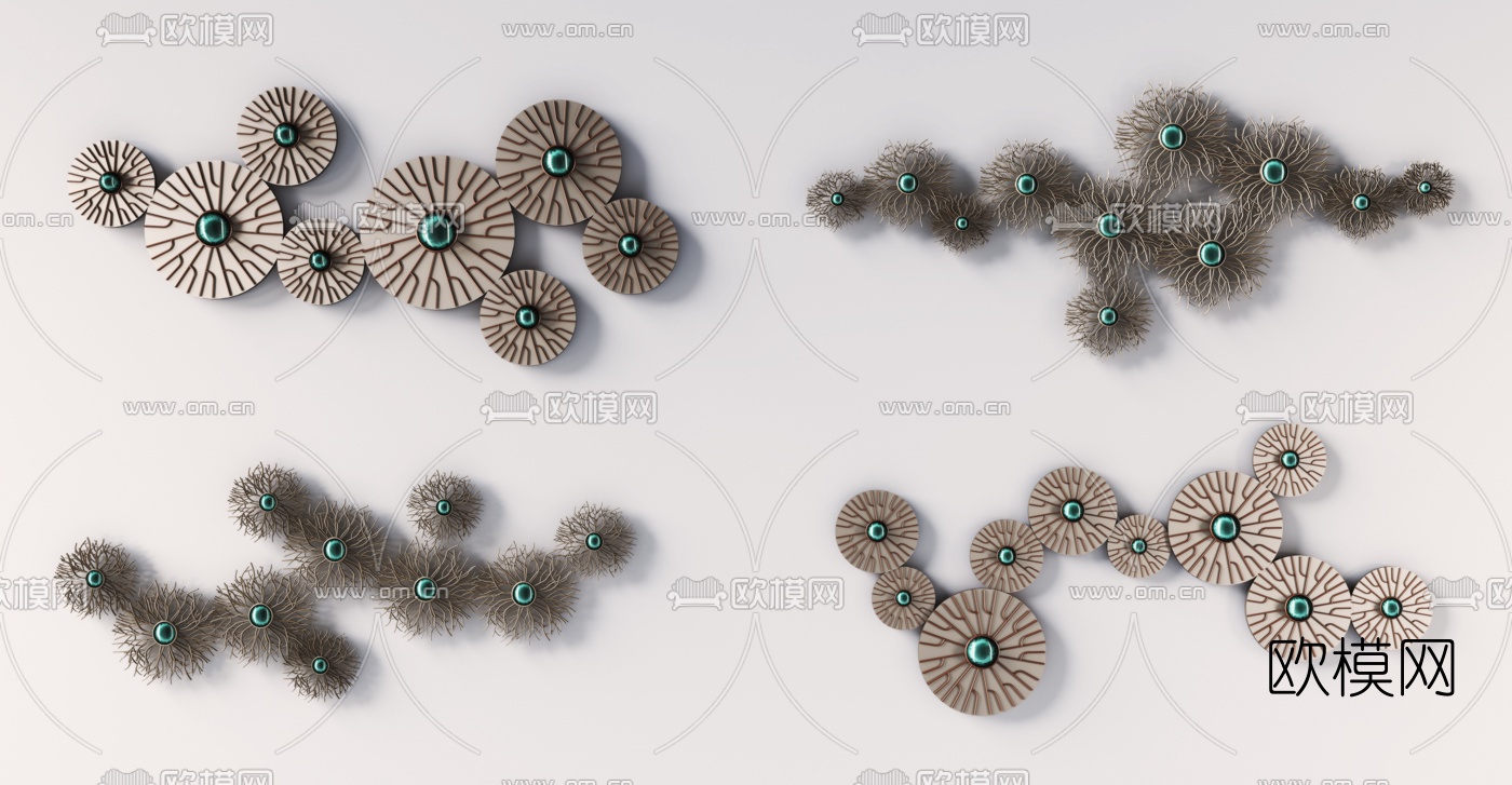 现代金属墙饰挂件3d模型下载（渲染图1）