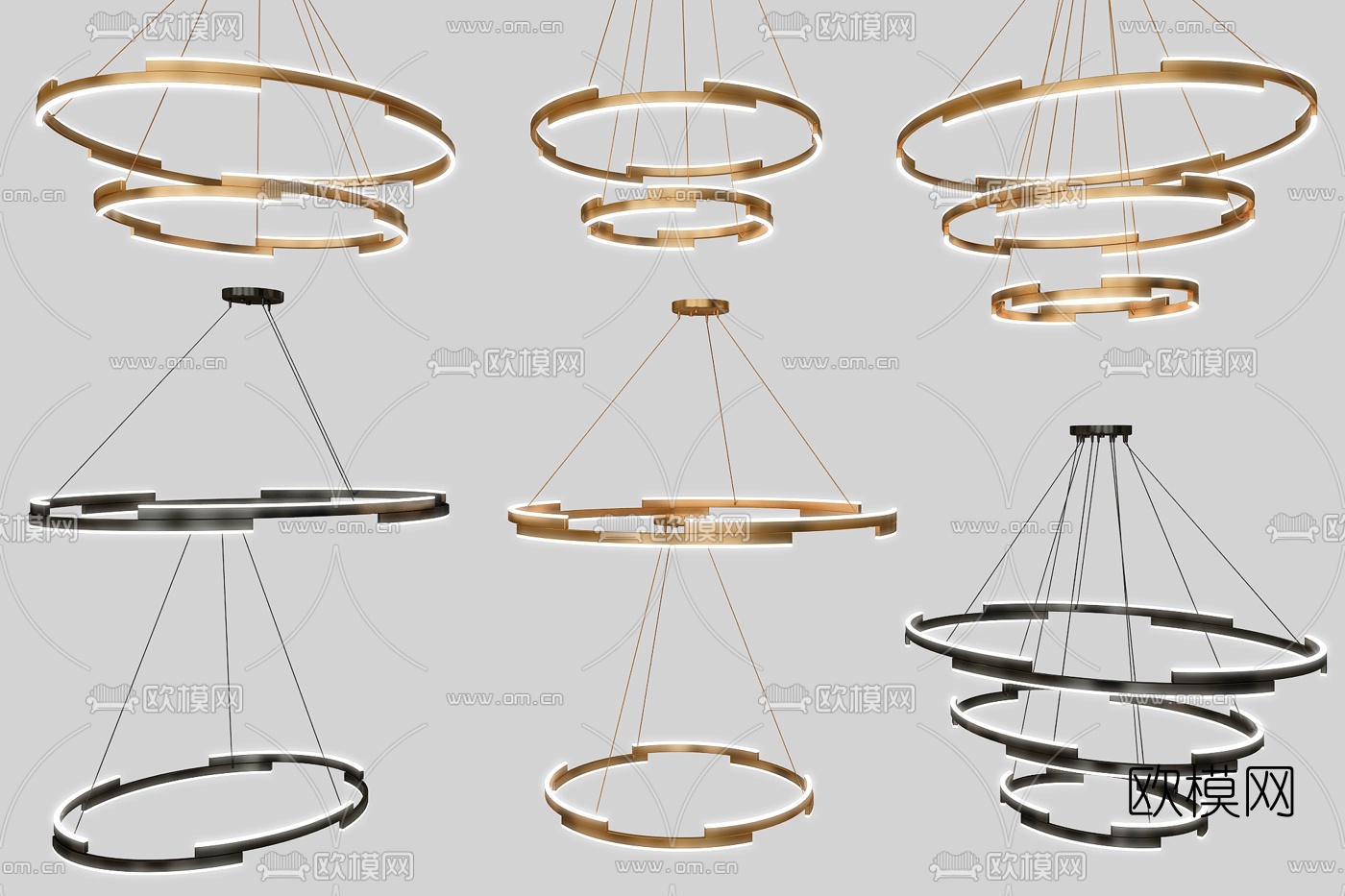 现代环形金属吊灯3d模型下载
