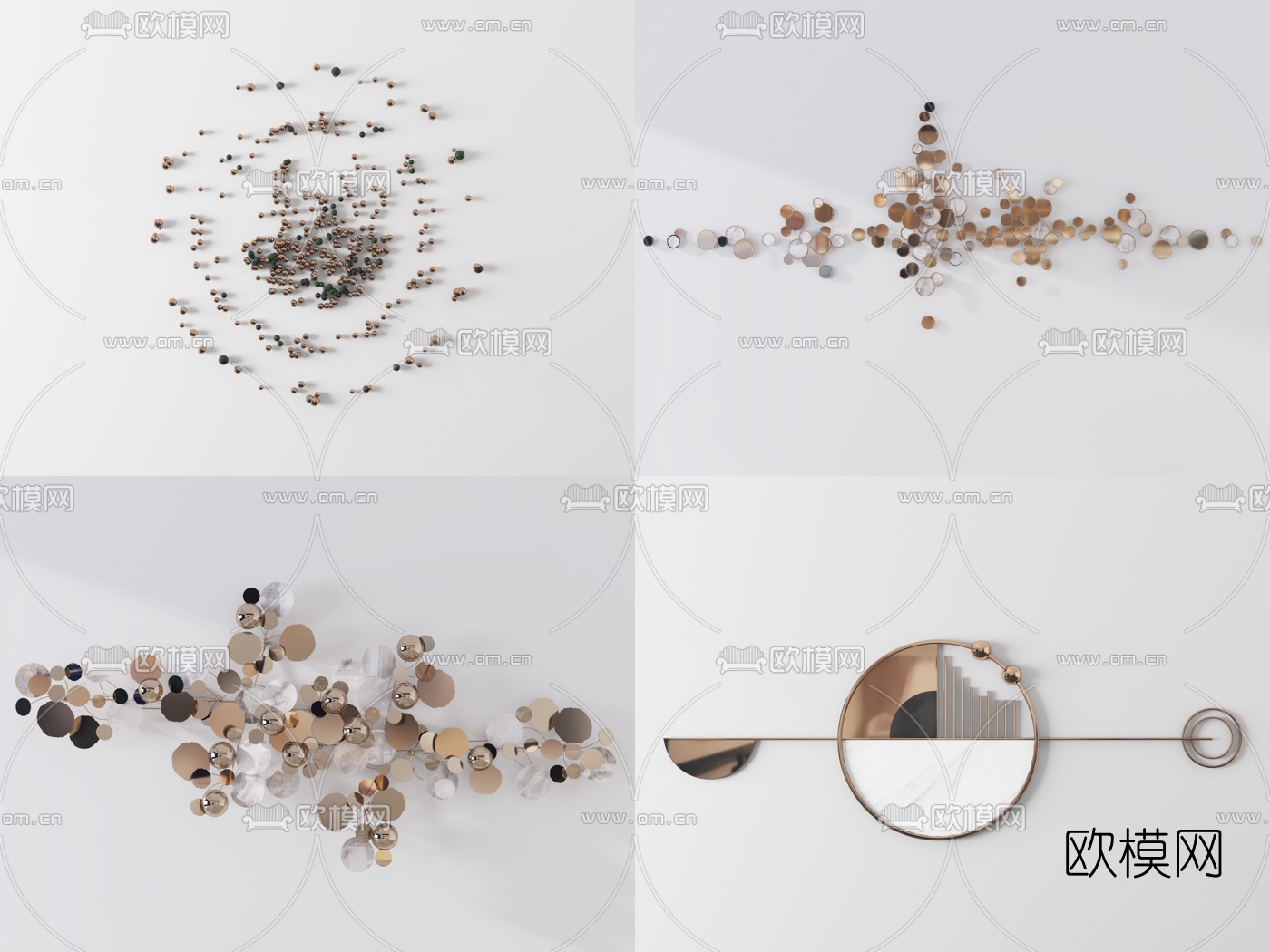 现代金属墙饰挂件3d模型下载（渲染图1）