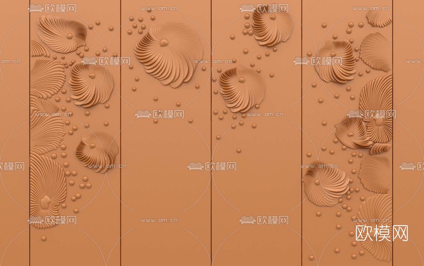 简欧皮革双人床3d模型下载（渲染图2）