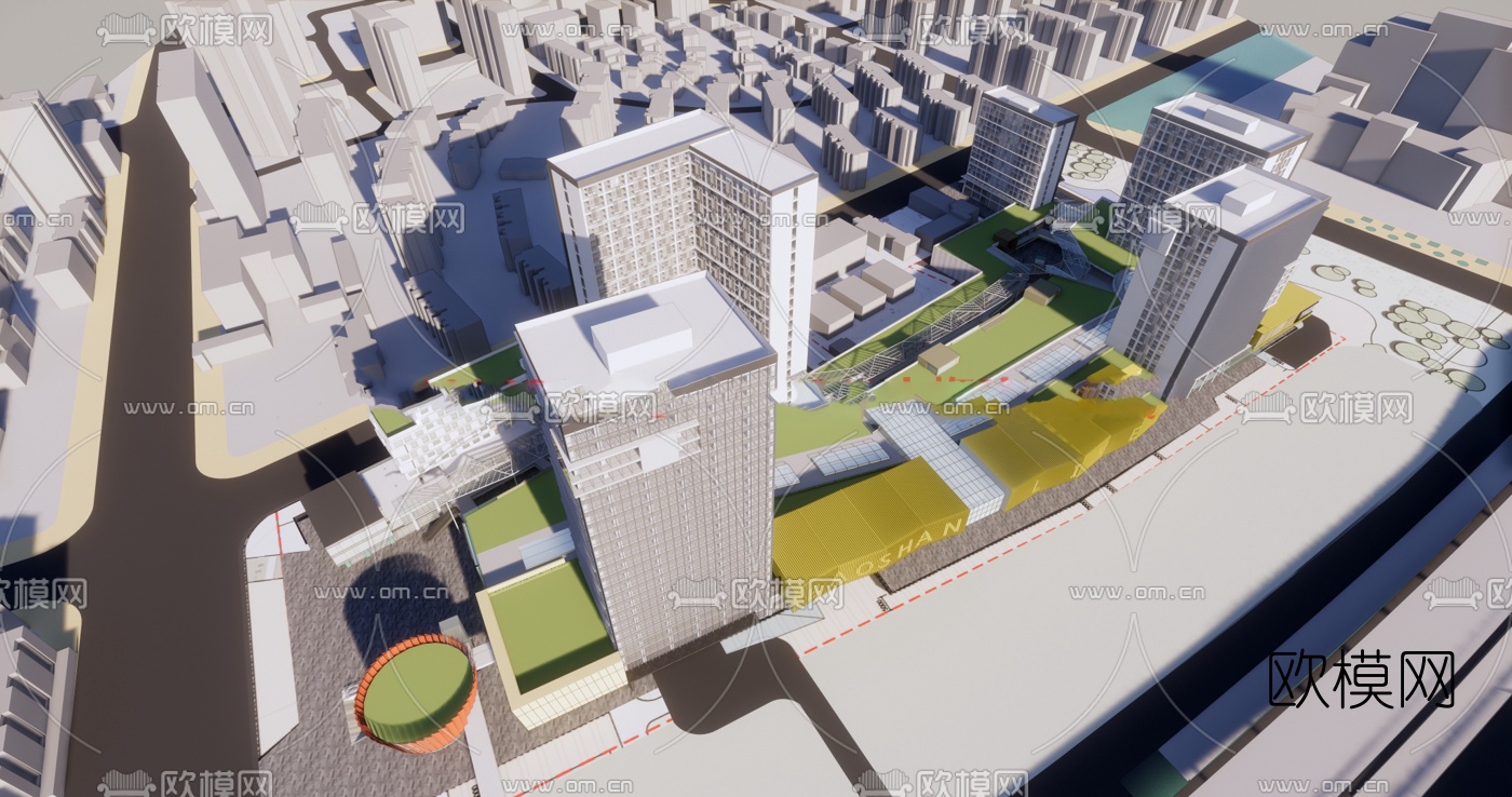 现代高层办公楼su模型下载（渲染图3）