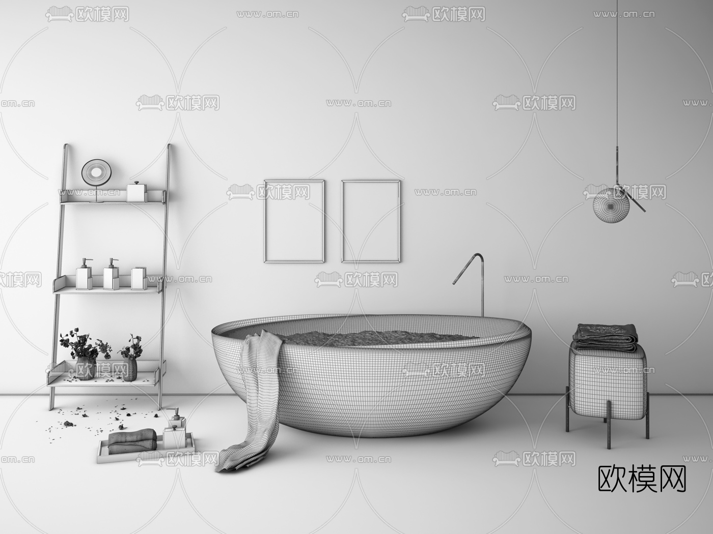现代轻奢浴缸3d模型下载（渲染图3）