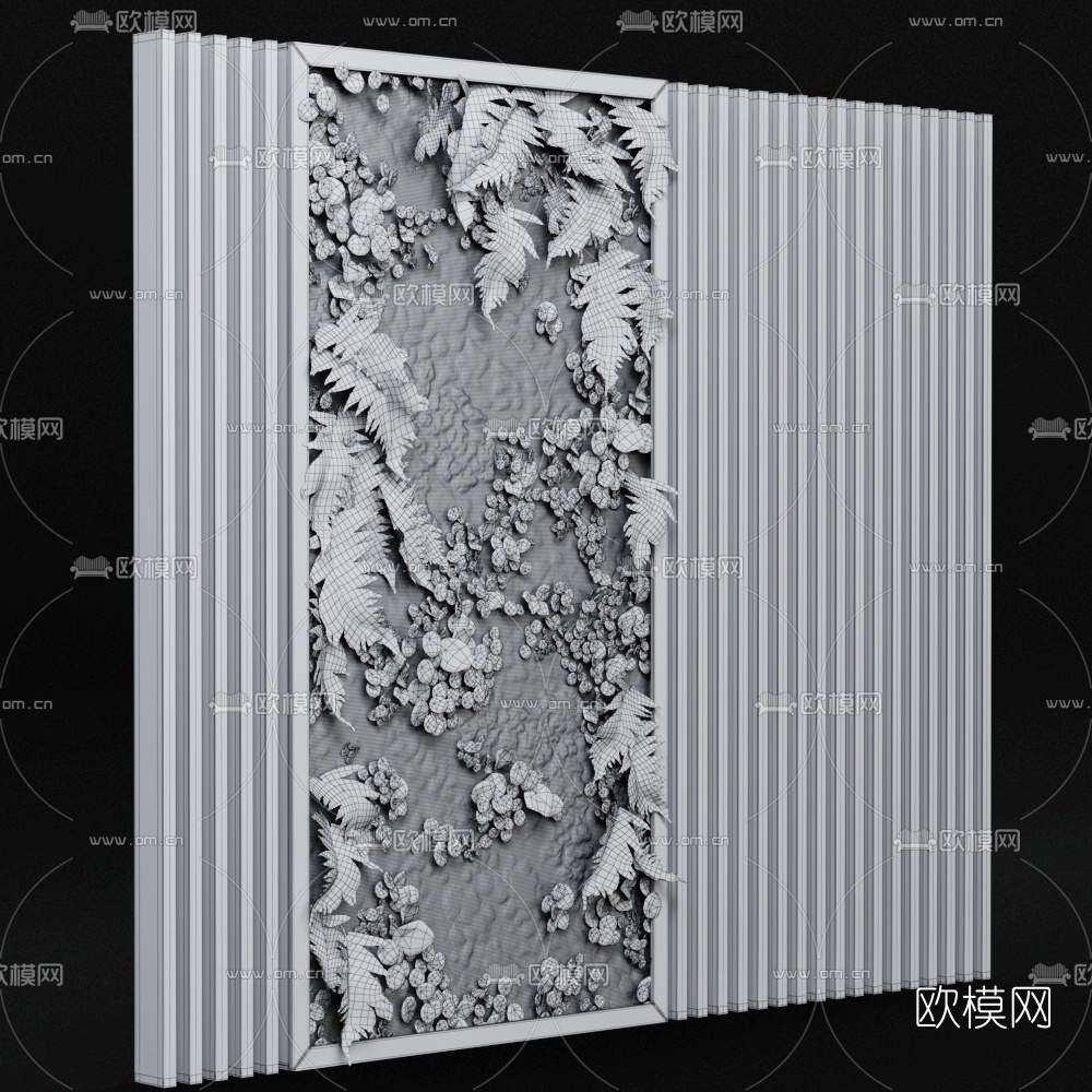现代蕨类苔藓植物墙3d模型