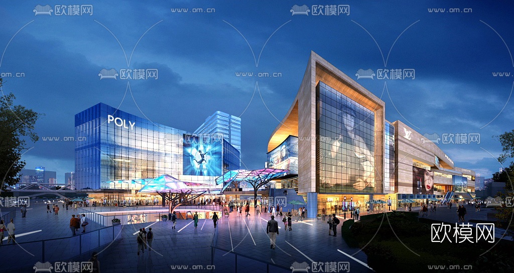现代商业广场su模型下载（渲染图3）