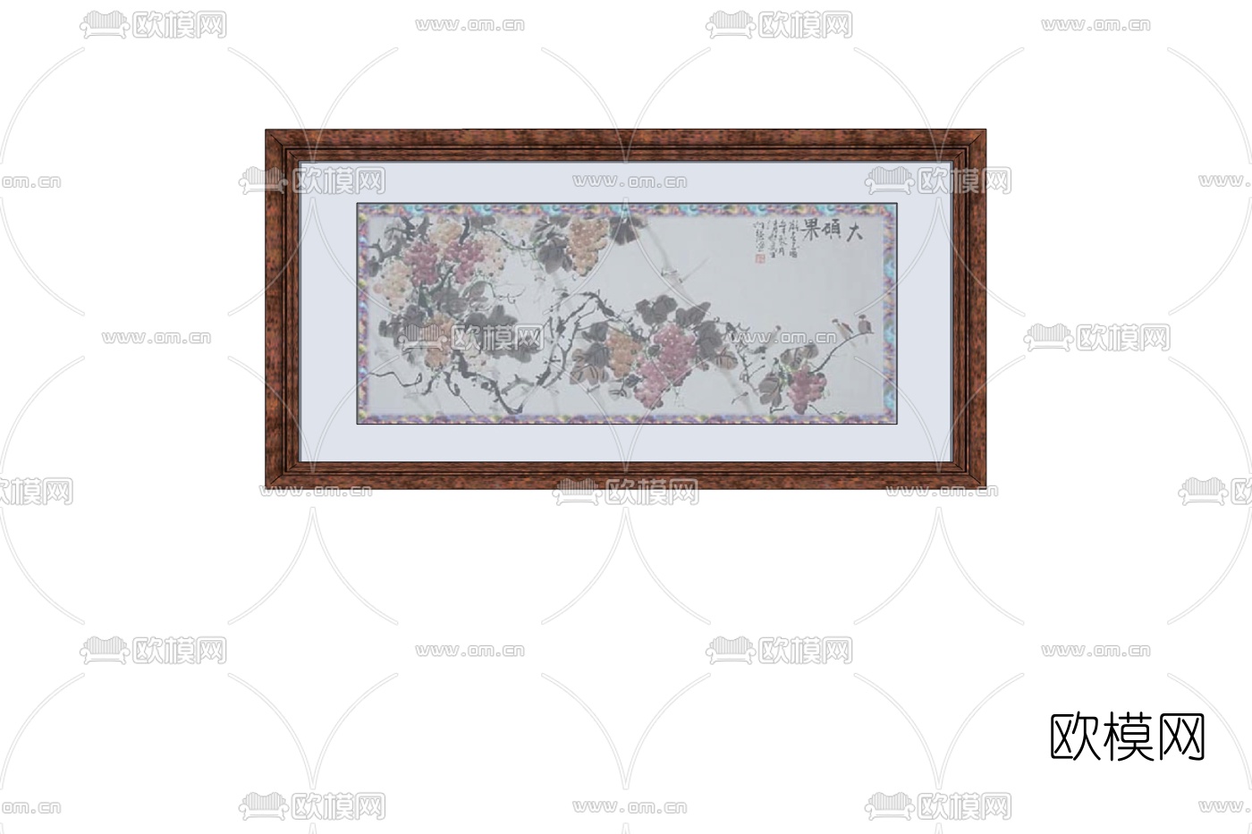 中式花卉装饰画免费su模型下载