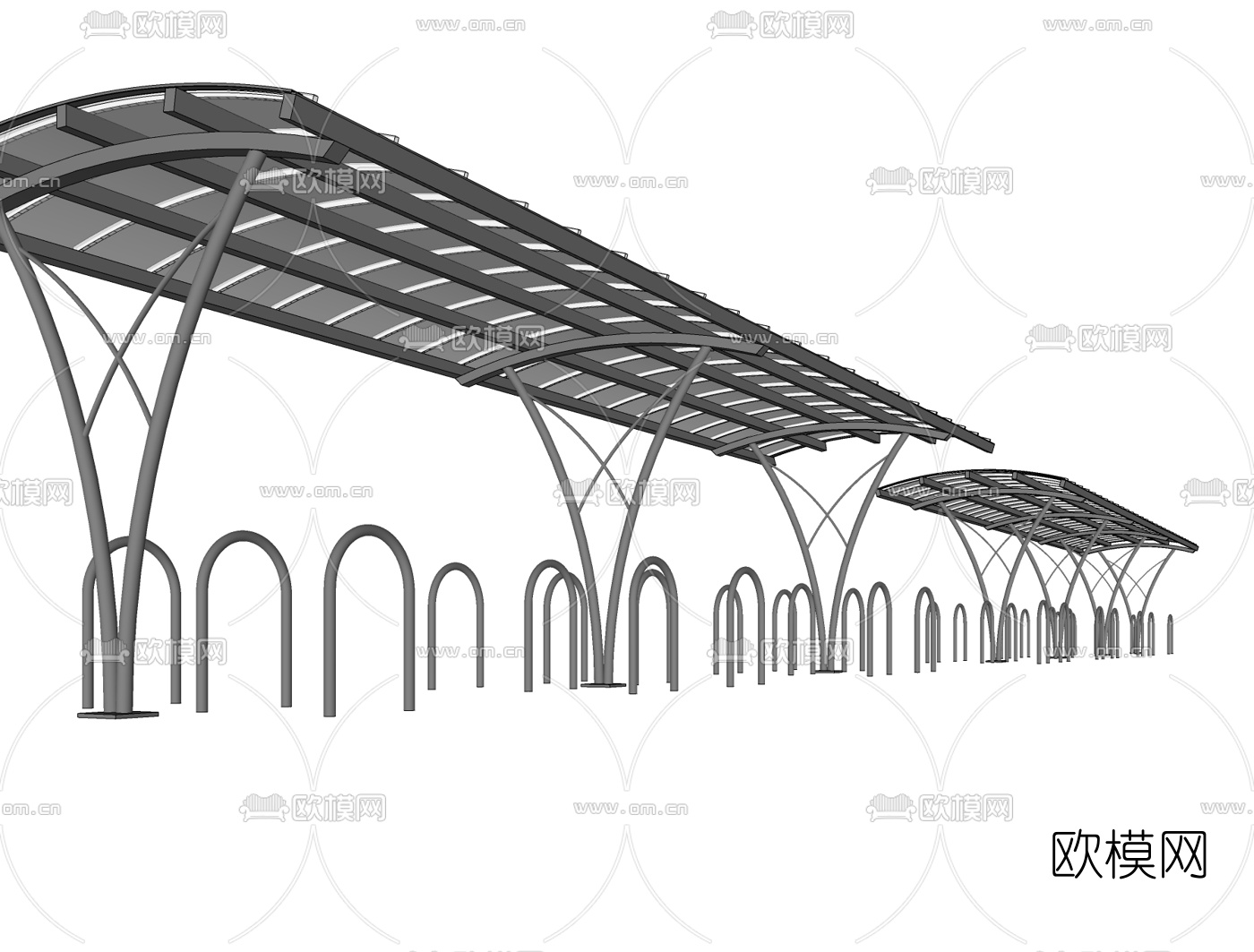 现代雨棚免费su模型下载