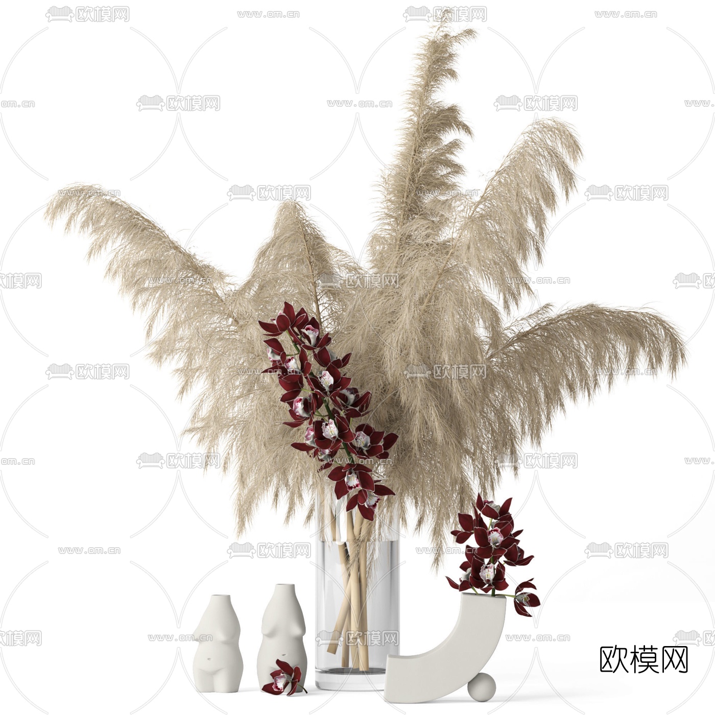 现代花瓶花卉3d模型