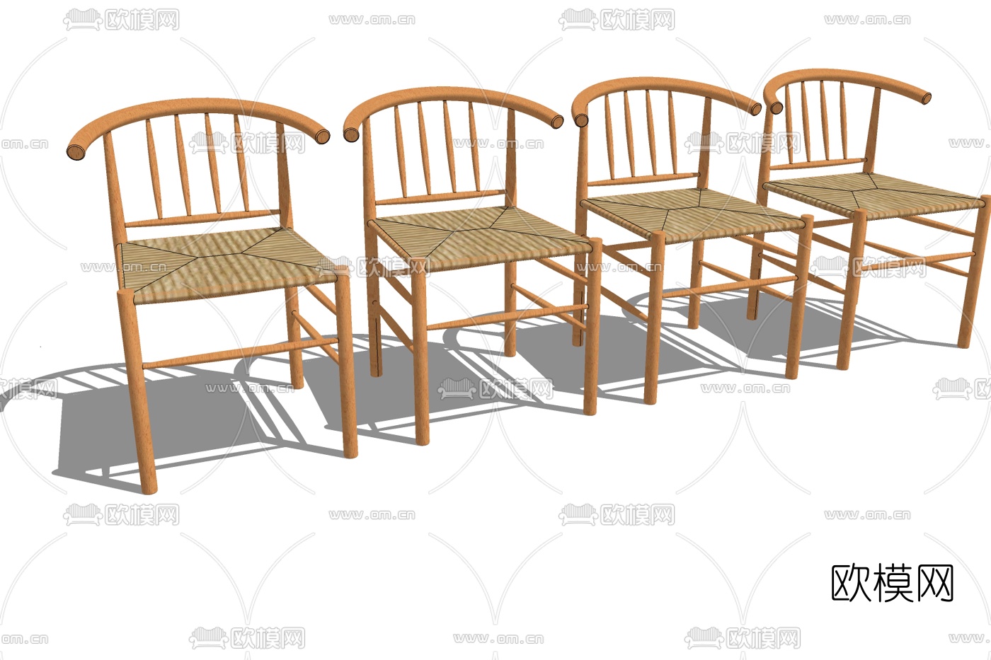 现代实木单椅免费su模型下载