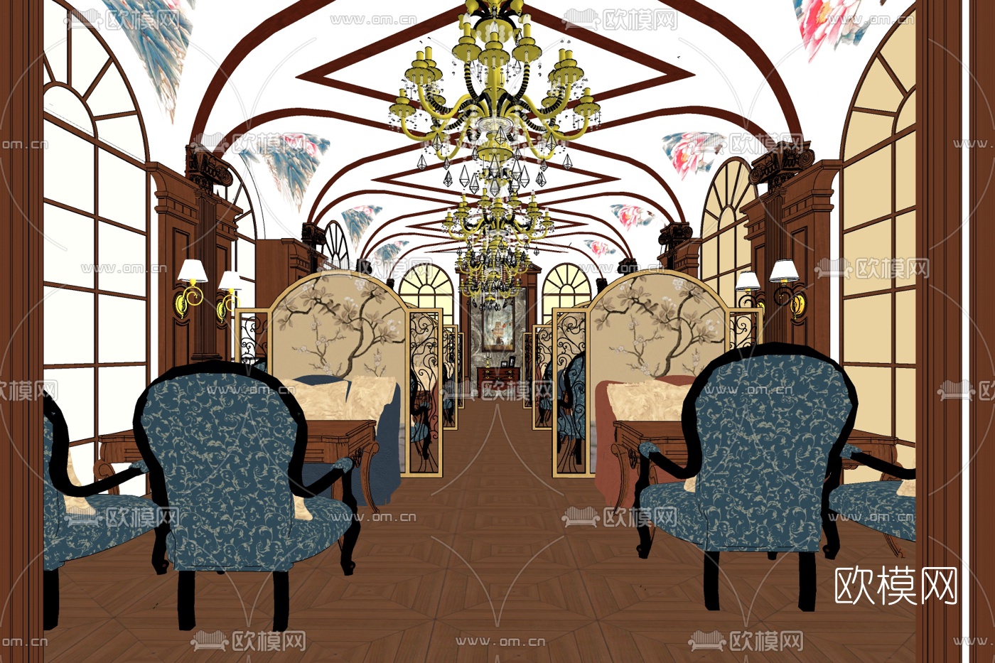 欧式西餐厅免费su模型下载