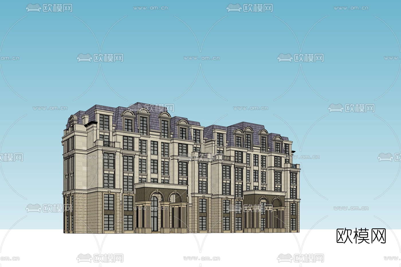 法式连排别墅免费su模型下载