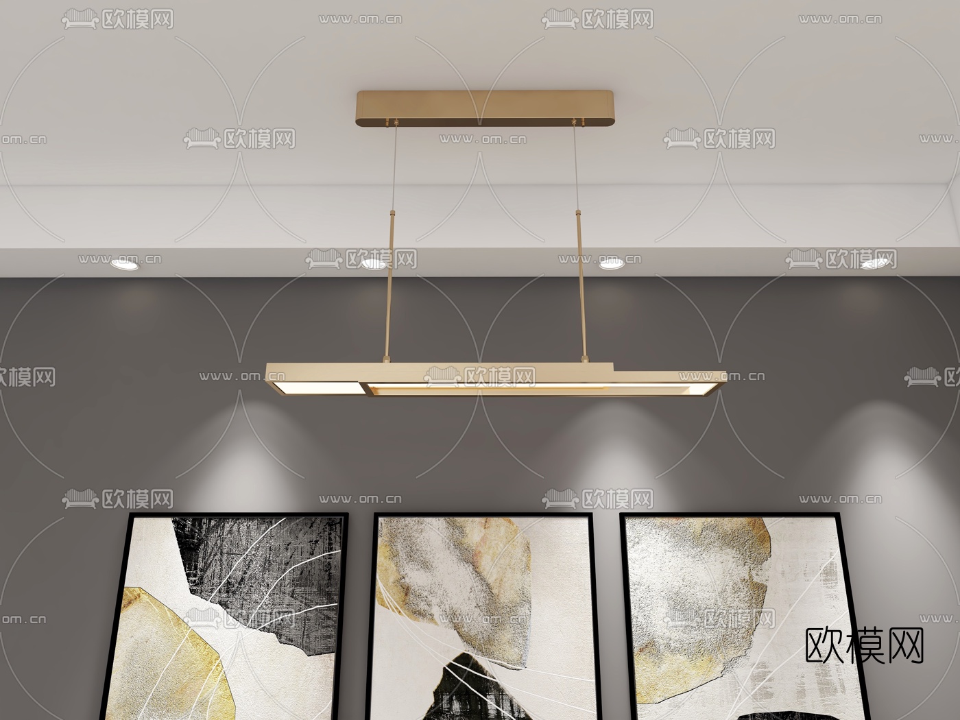 现代金属条形吊灯免费3d模型下载_ID10159577_3dmax免费模型-欧模网