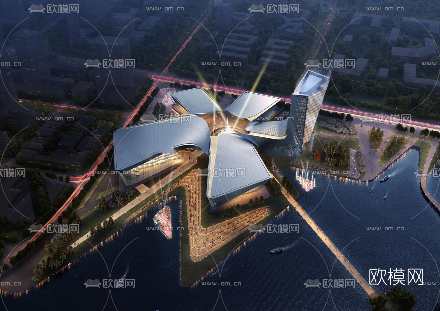 现代商业楼外观su模型下载（渲染图8）