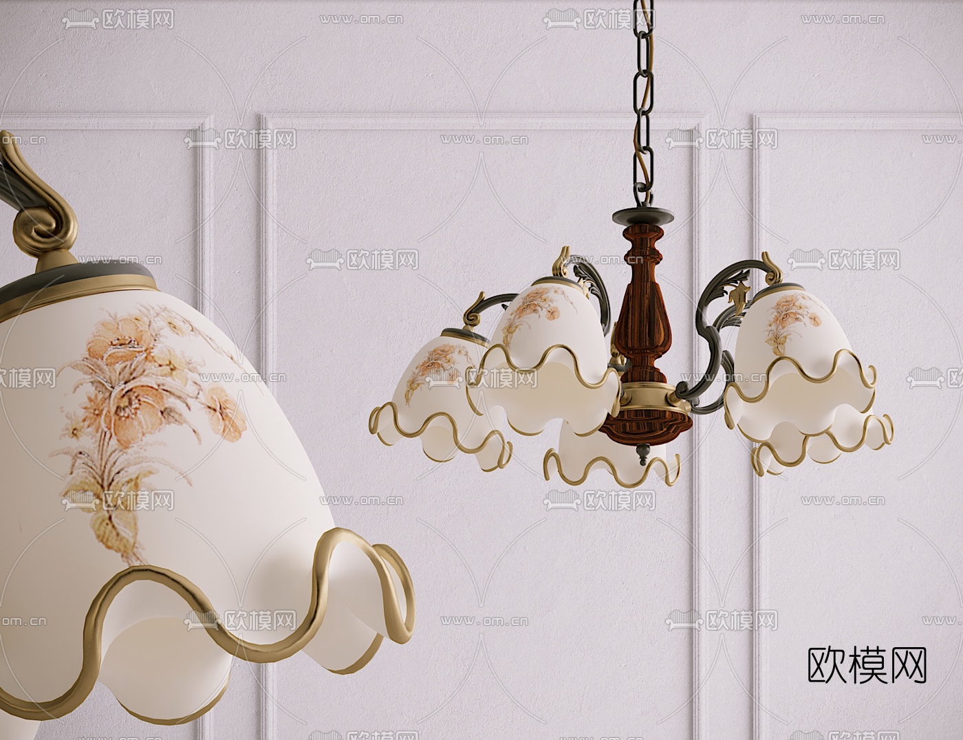 美式多头吊灯3d模型下载