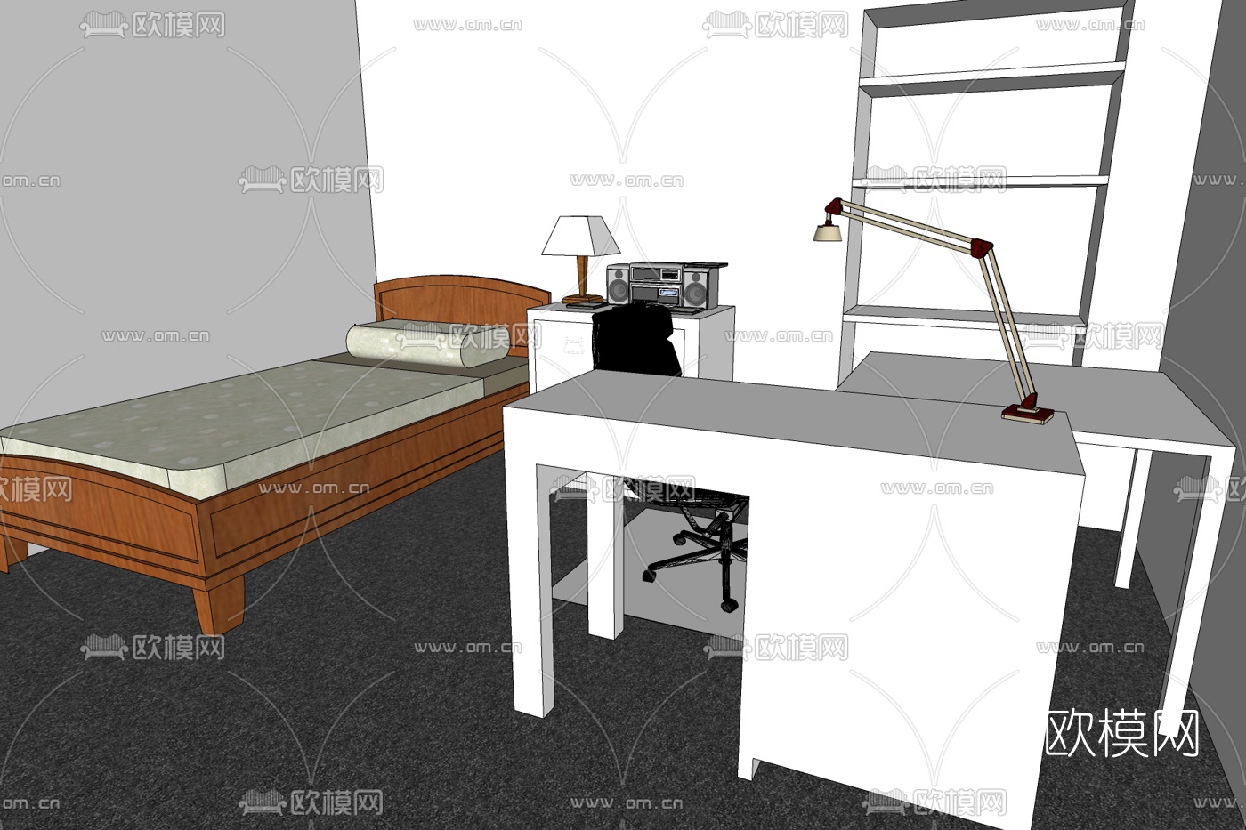 现代儿童房免费su模型下载