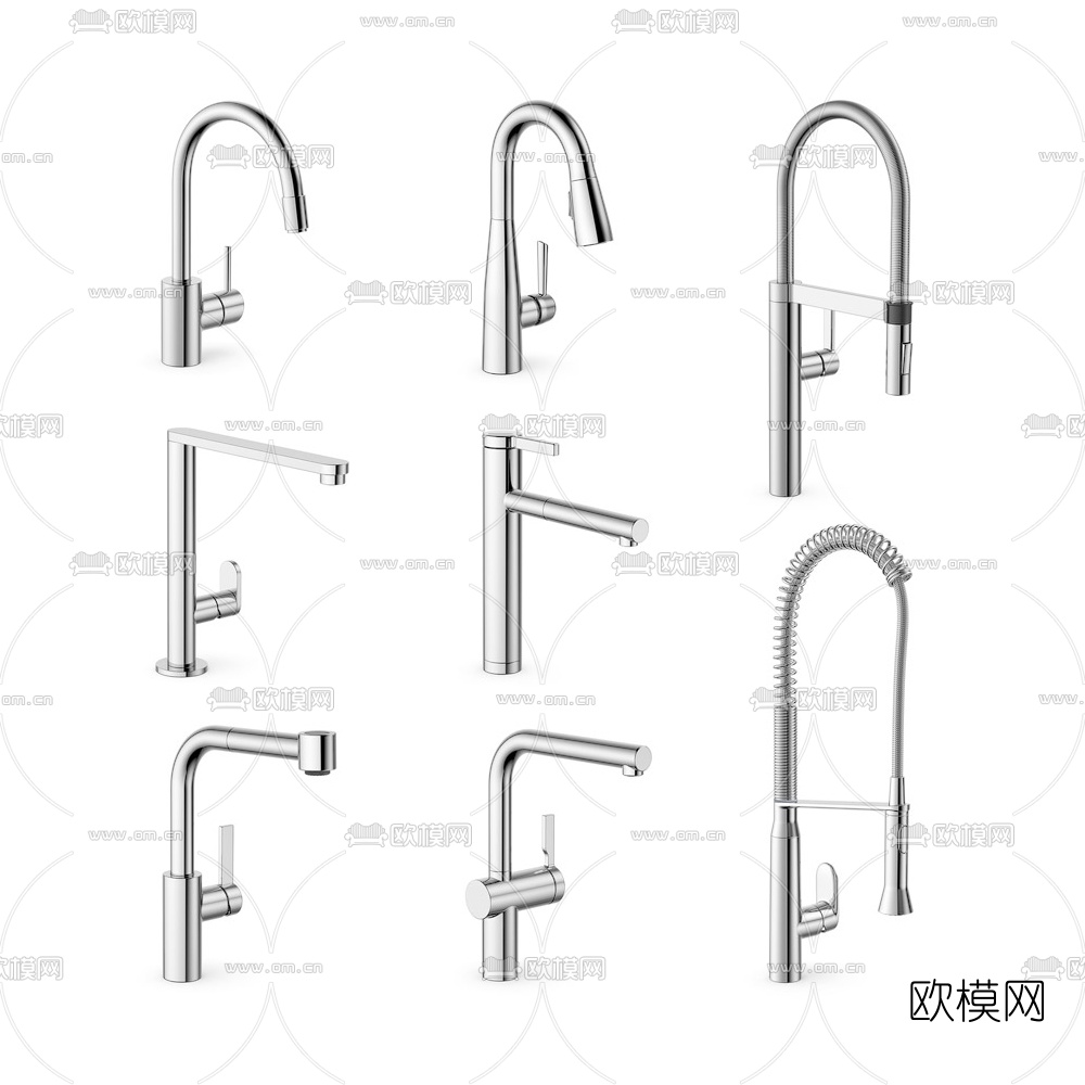 现代不锈钢水龙头3d模型下载