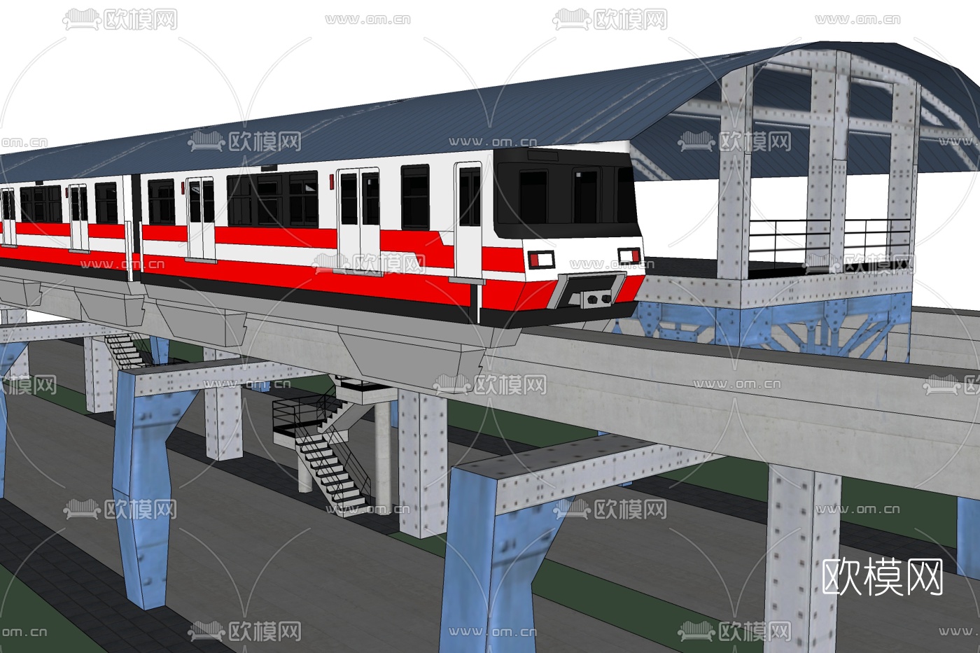 现代城市轻轨免费su模型