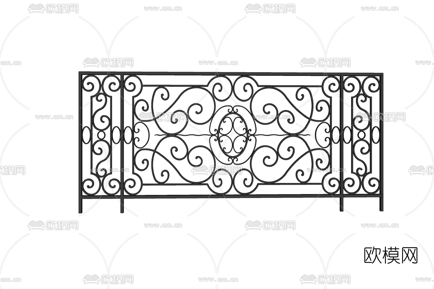 欧式铁艺围栏免费su模型下载