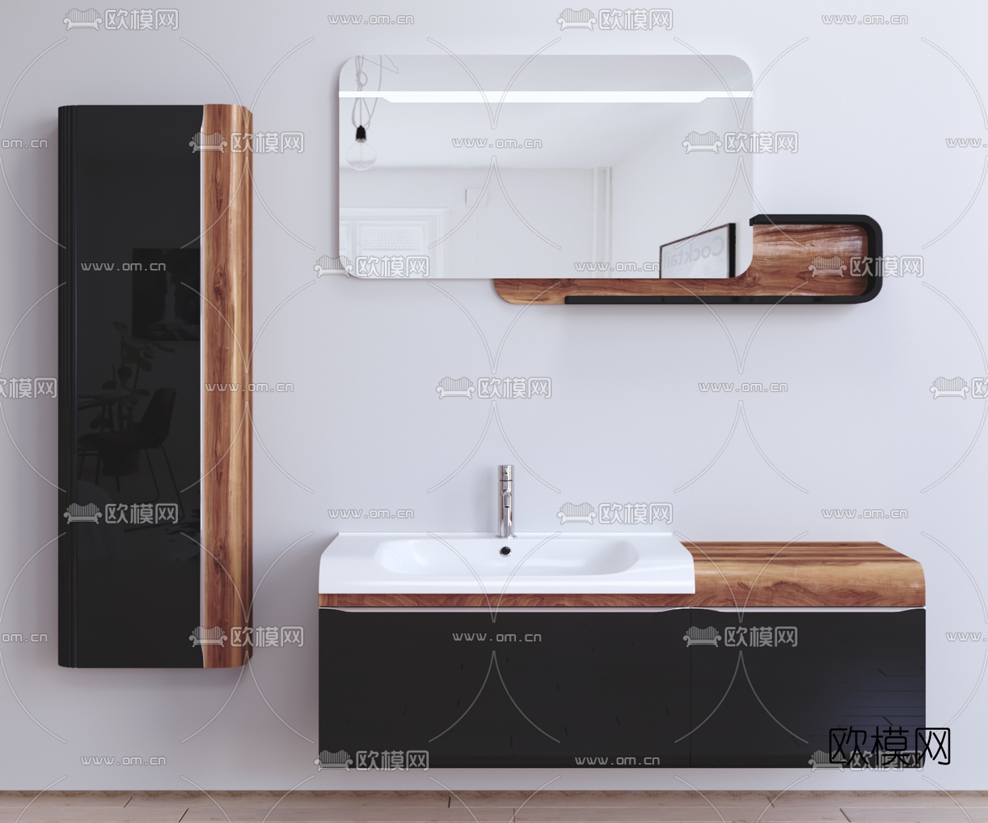 现代简易洗手台镜柜3d模型