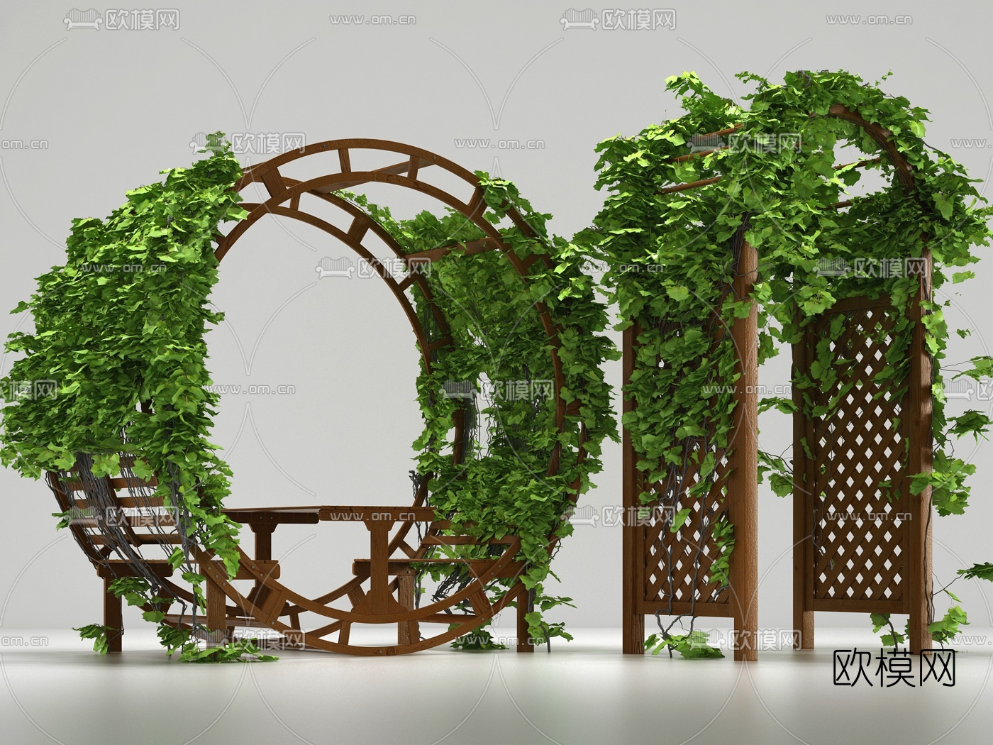 自然风花架户外桌椅3d模型