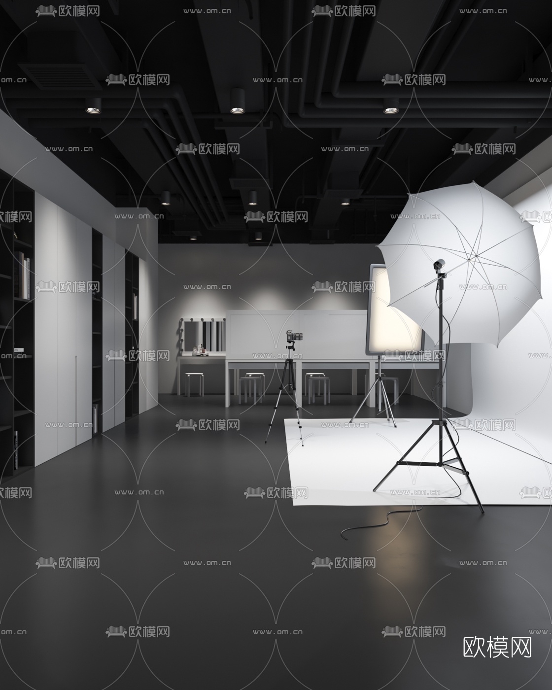 现代简约摄影棚3d模型下载