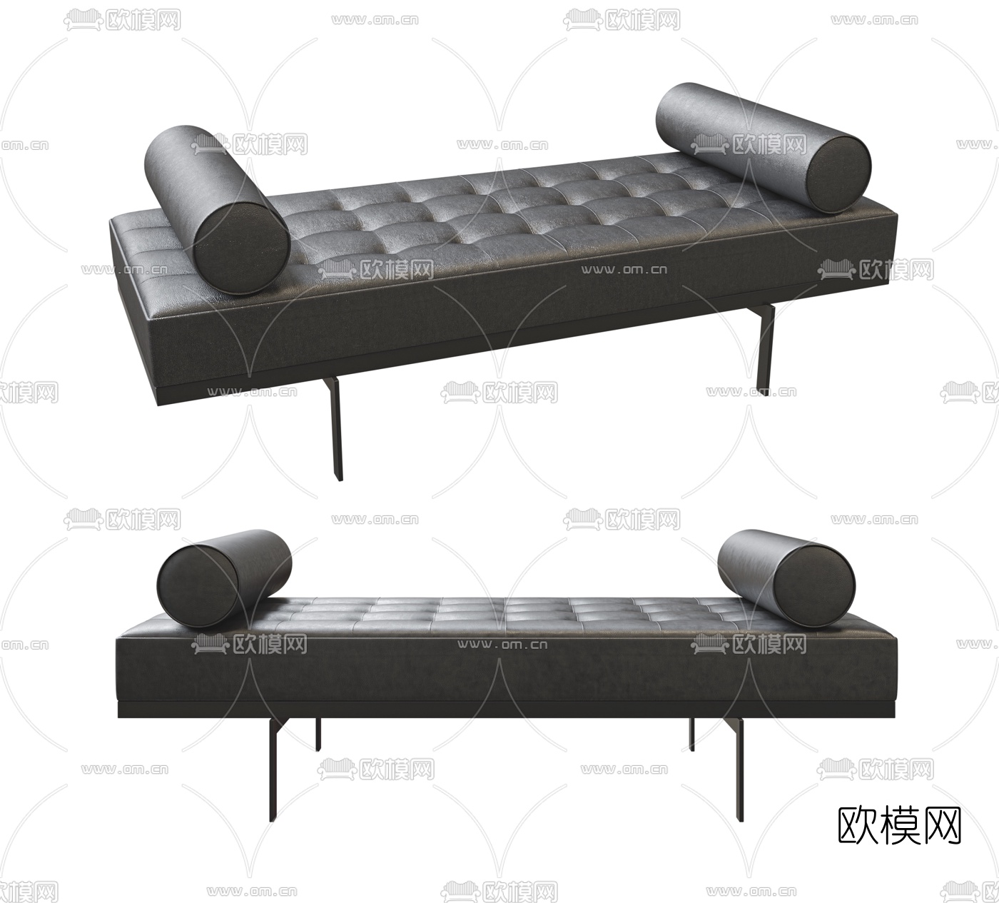 现代皮革脚踏床尾凳3d模型下载