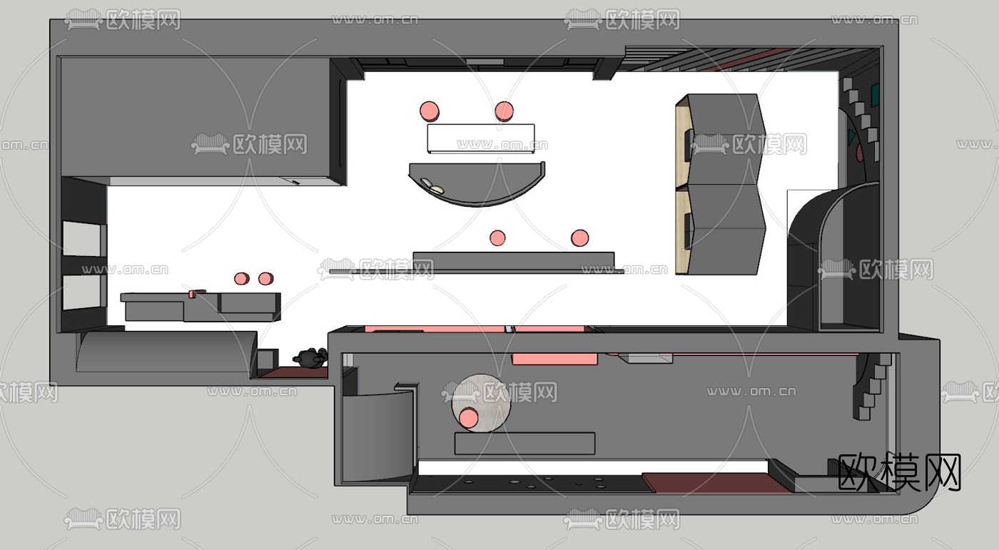 现代网红展厅su模型下载（渲染图2）