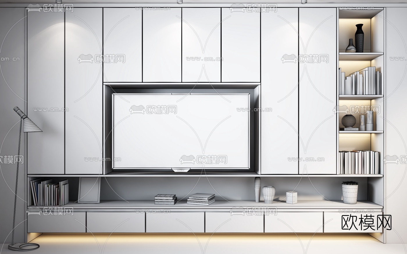 现代电视背景墙3d模型