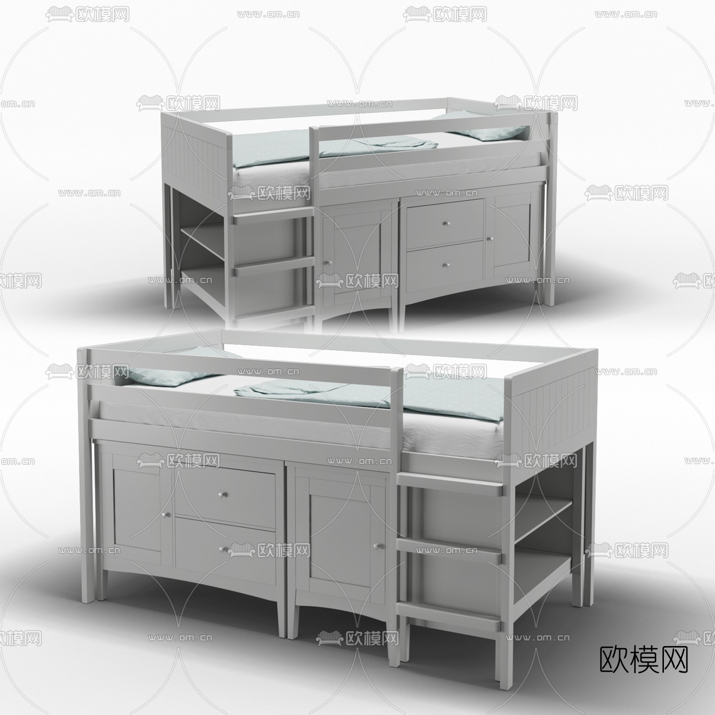 现代实木婴儿床3d模型