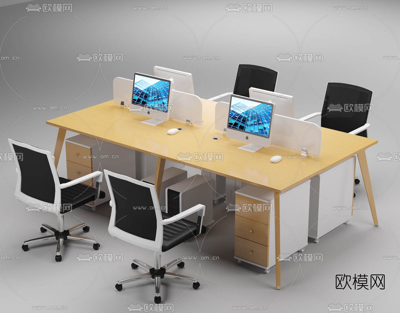 现代办公桌椅员工位桌椅3d模型