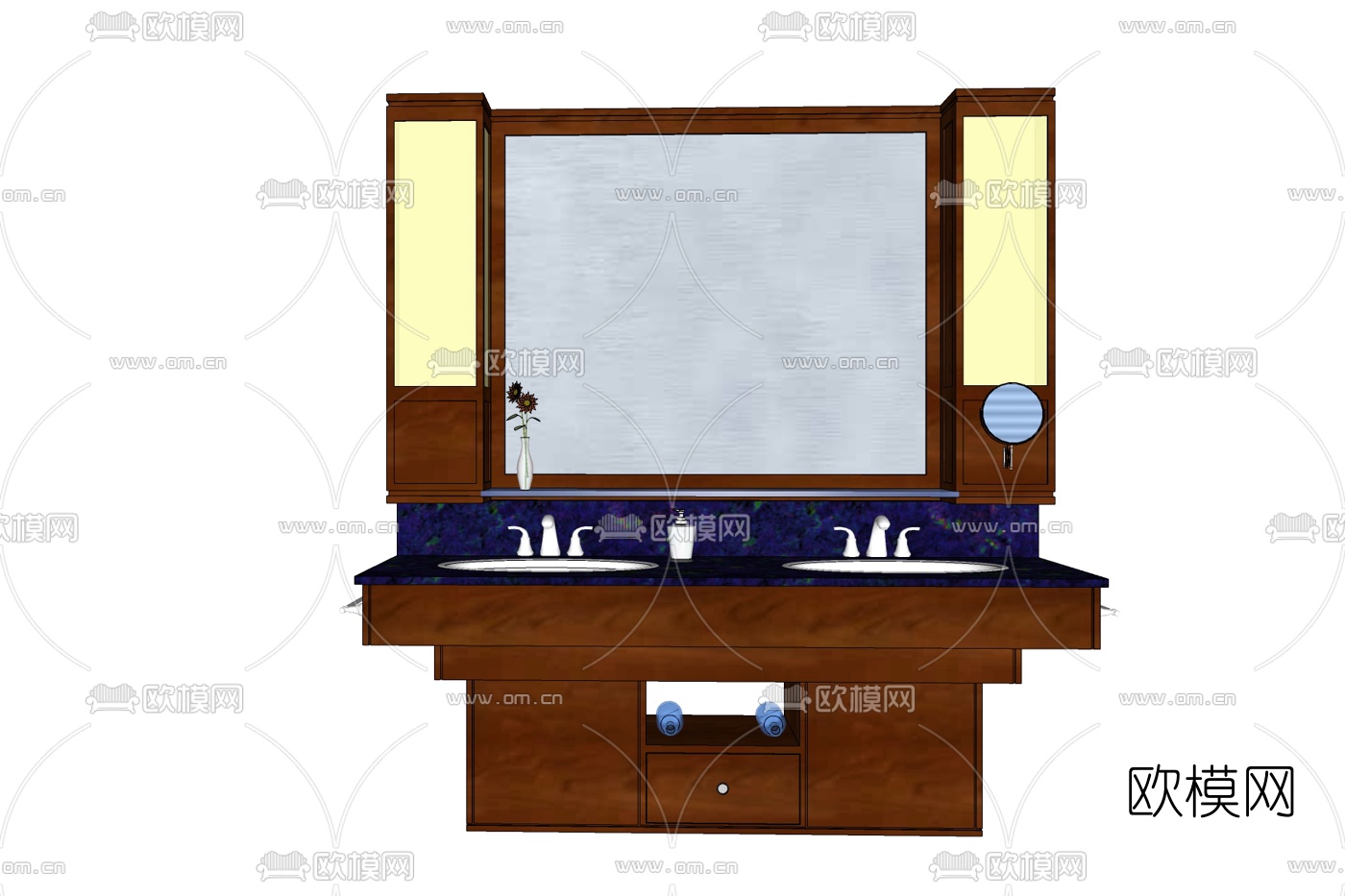 新中式洗手台盆免费su模型下载