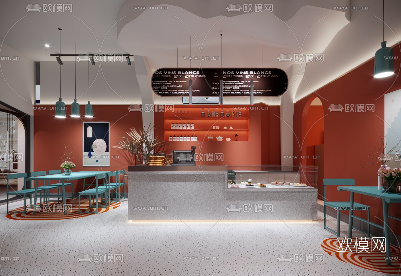 北欧奶茶店甜品店3d模型