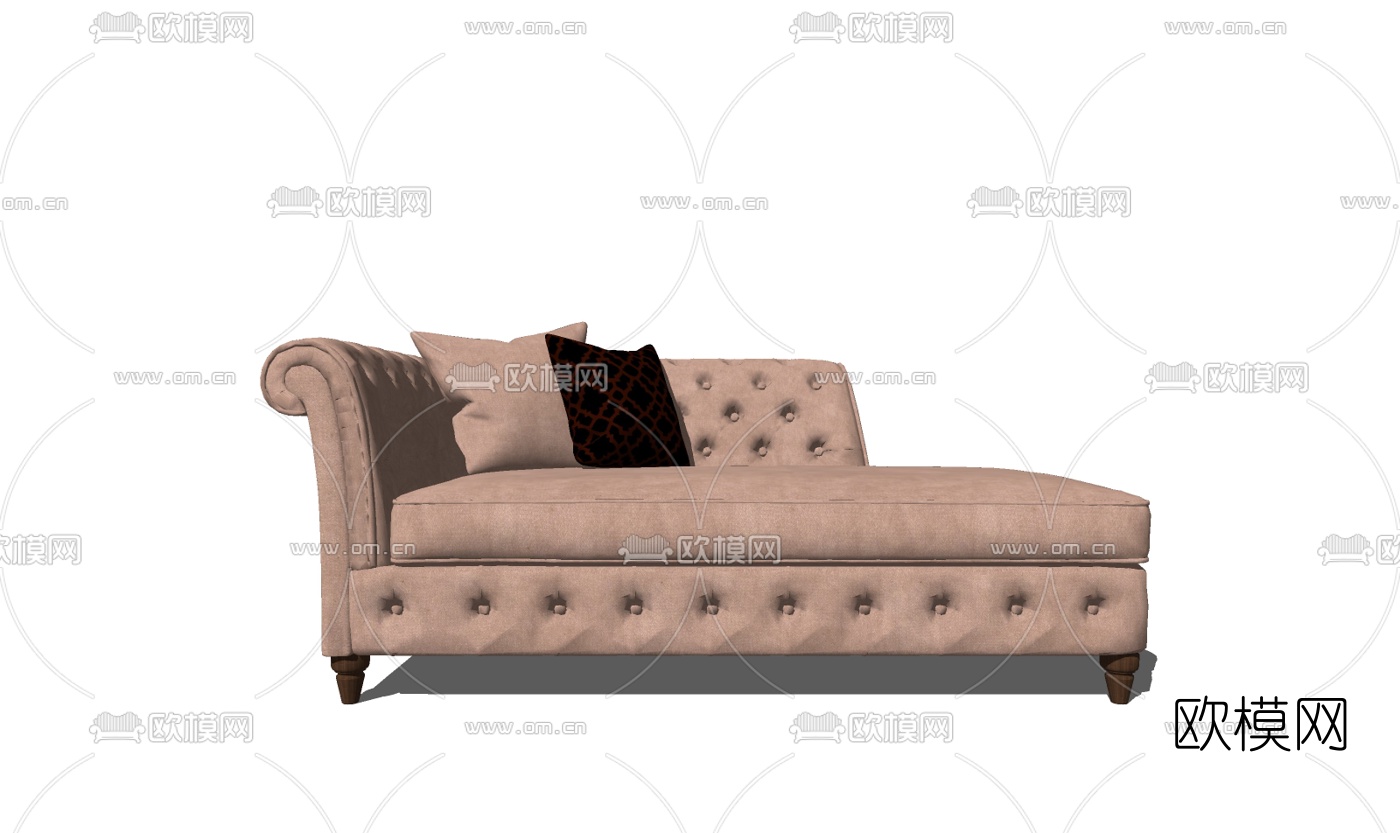 简欧布艺贵妃椅su模型下载