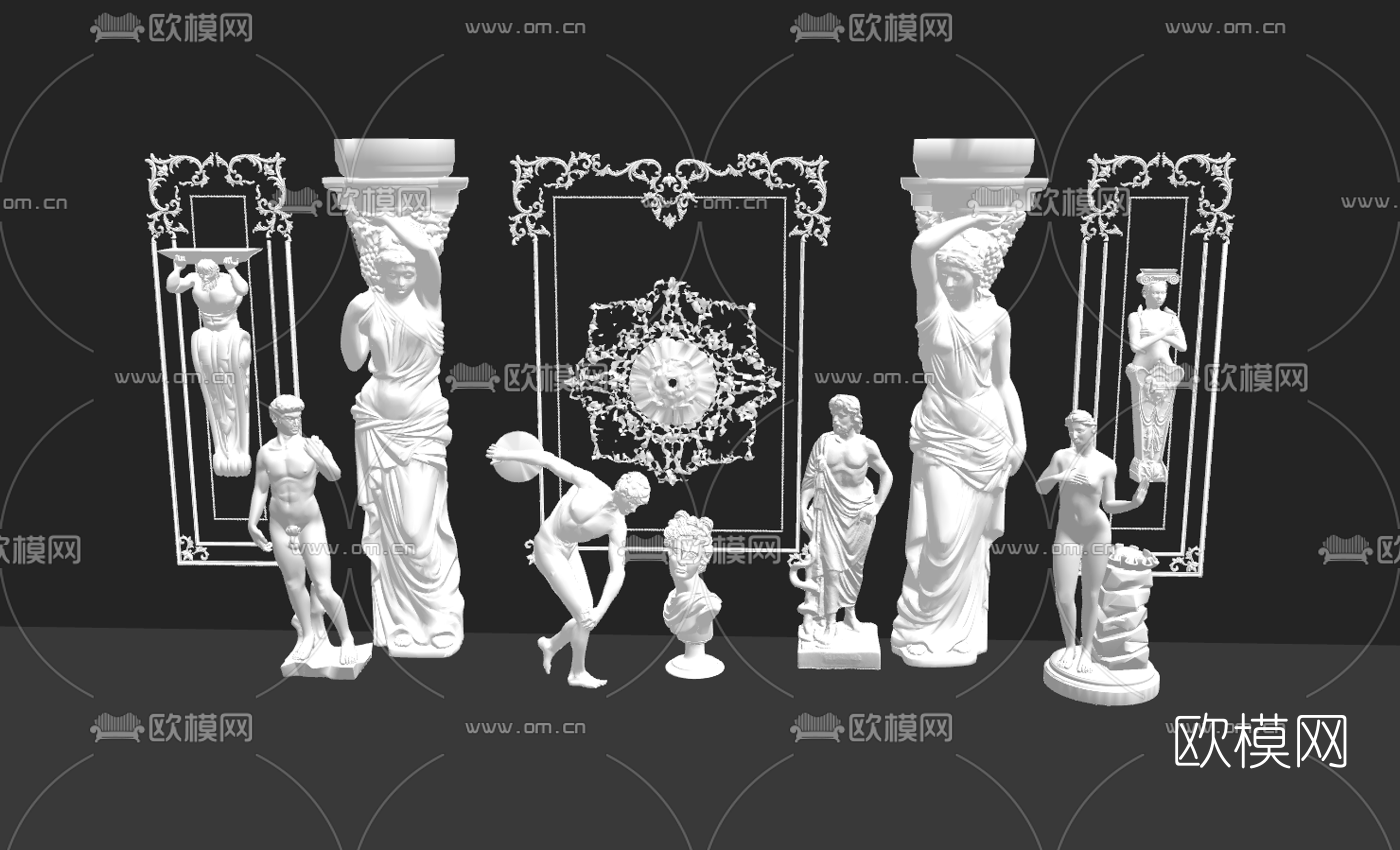 欧式人物雕塑su模型下载（渲染图1）
