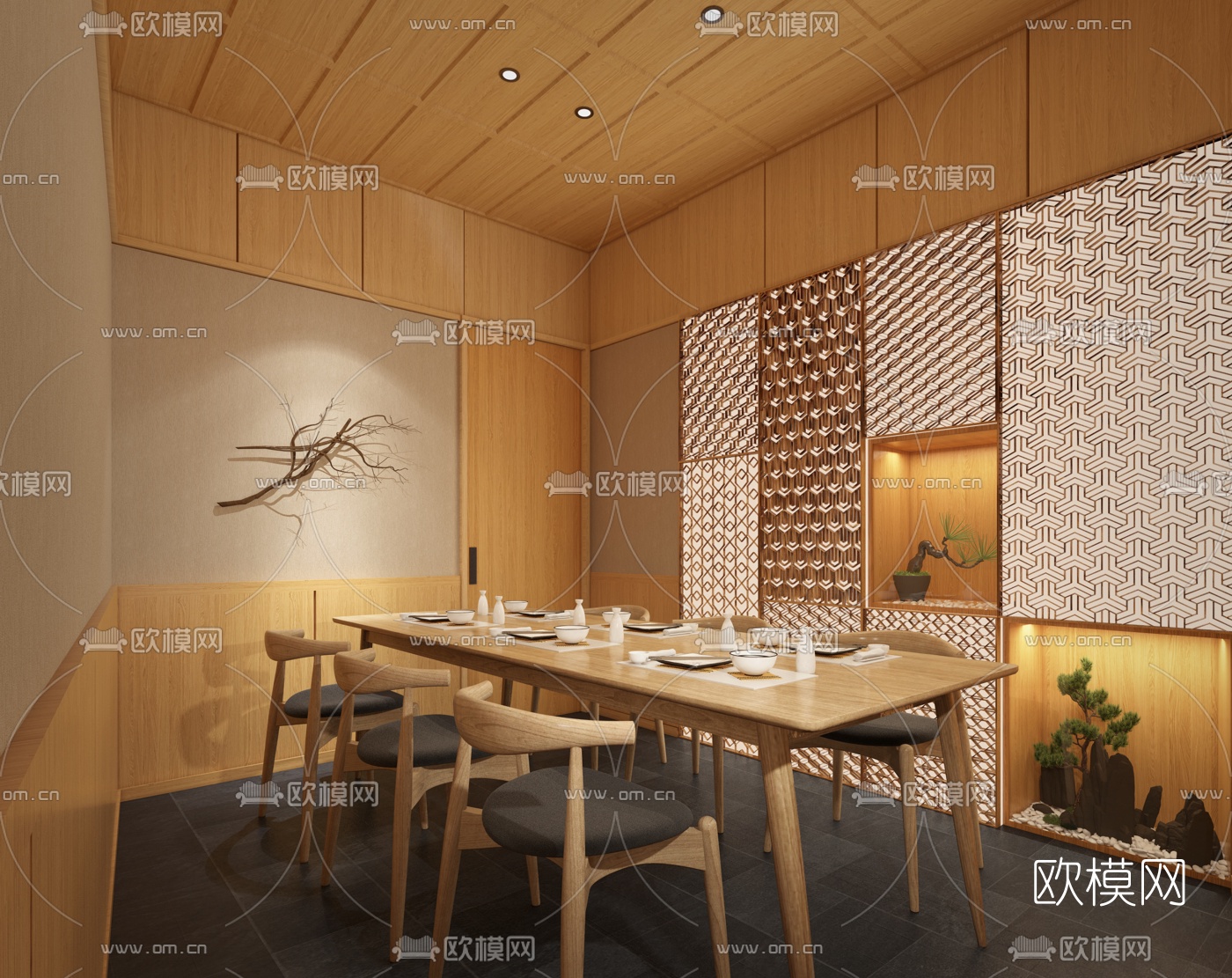 日式料理店包房3d模型