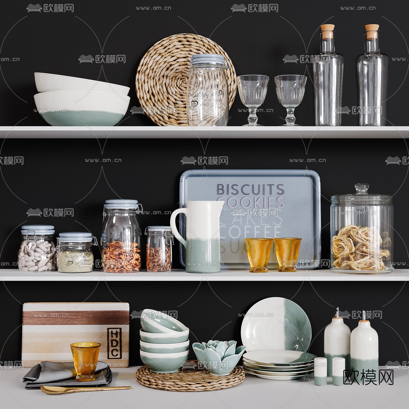 北欧碗碟餐具组合3d模型下载