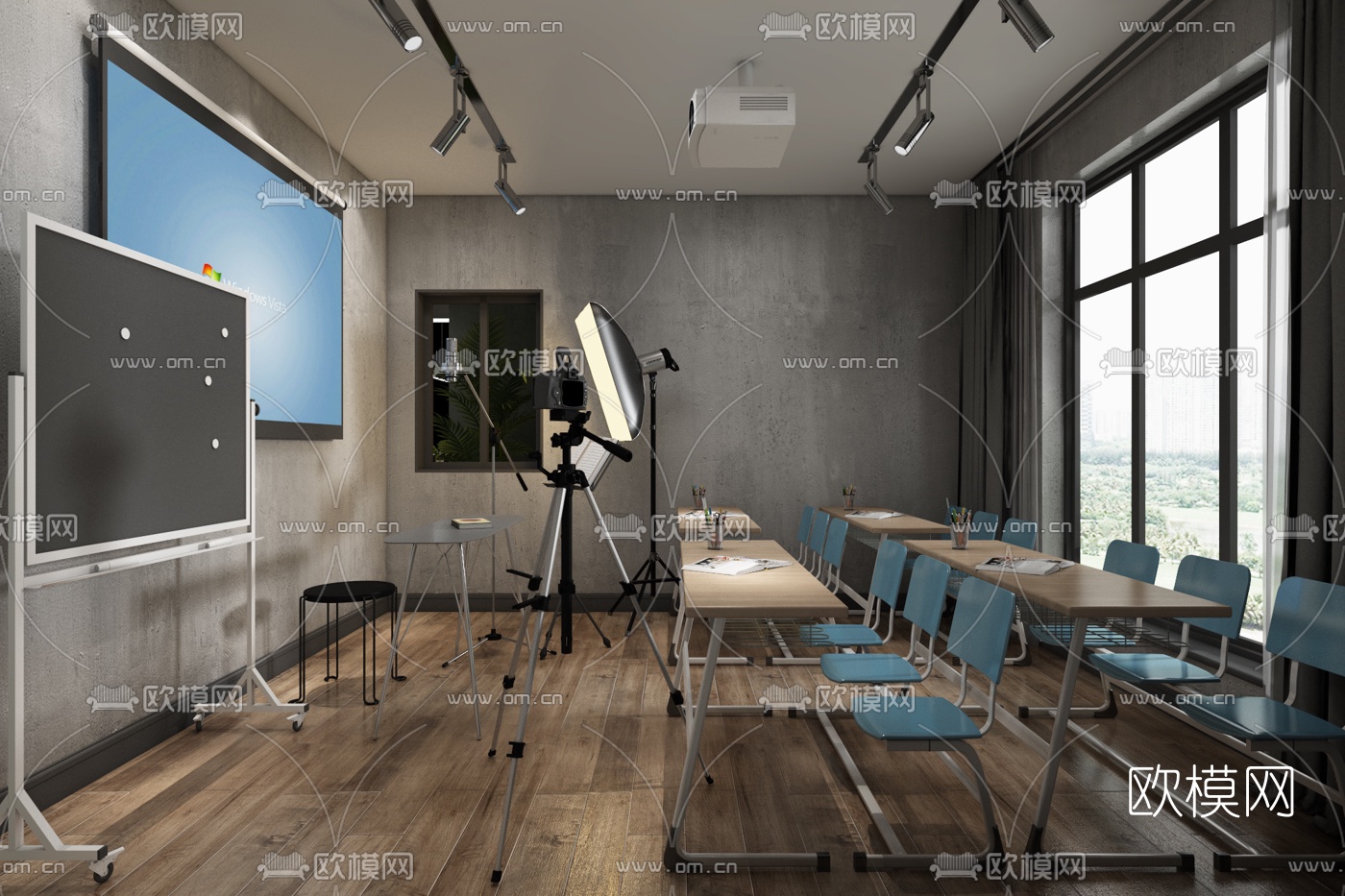 工业风艺术培训机构3d模型下载（渲染图1）