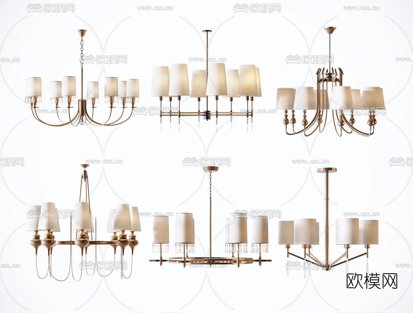 现代轻奢金属吊灯3d模型下载
