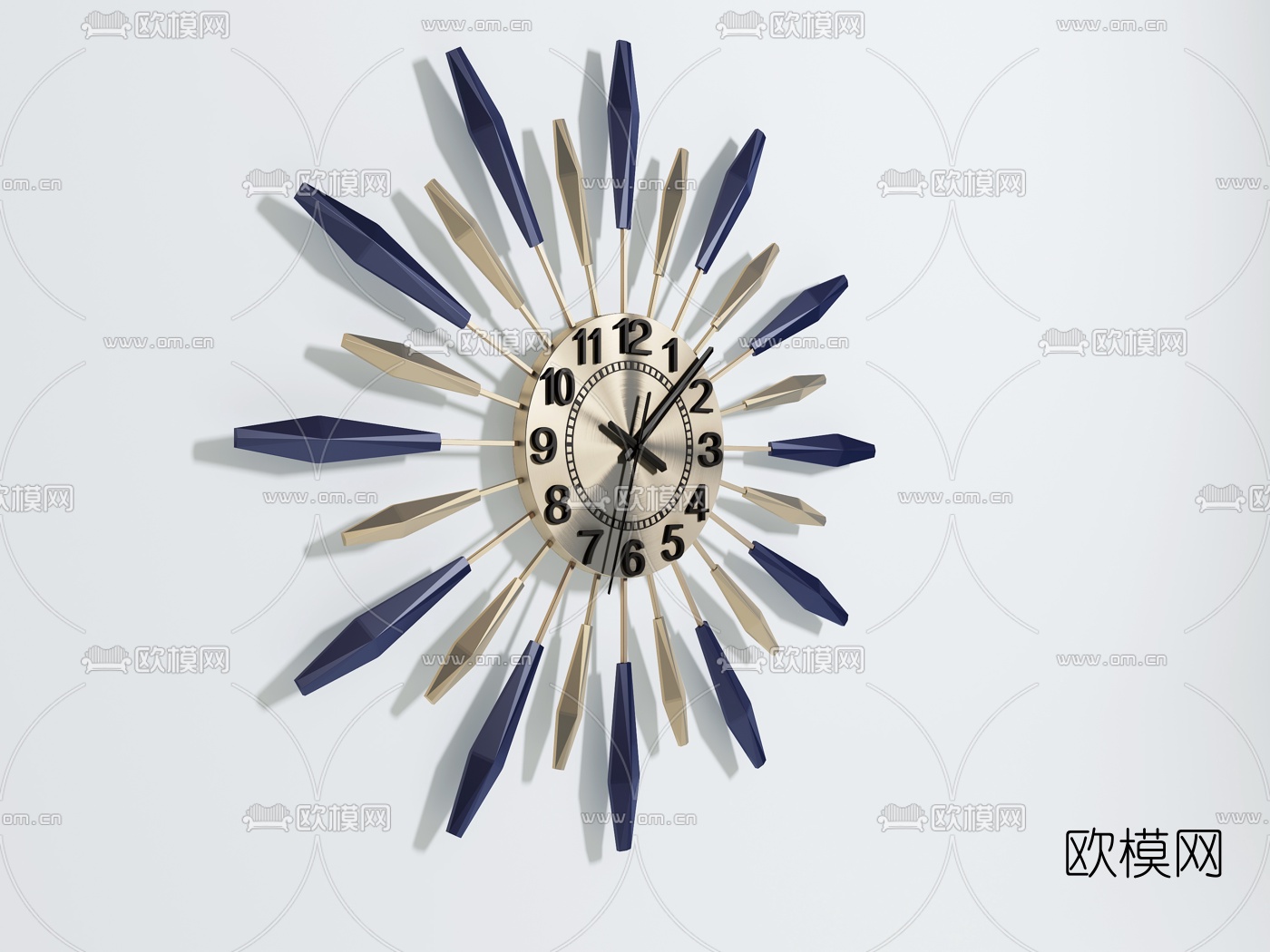 现代金属挂钟3d模型下载（渲染图2）