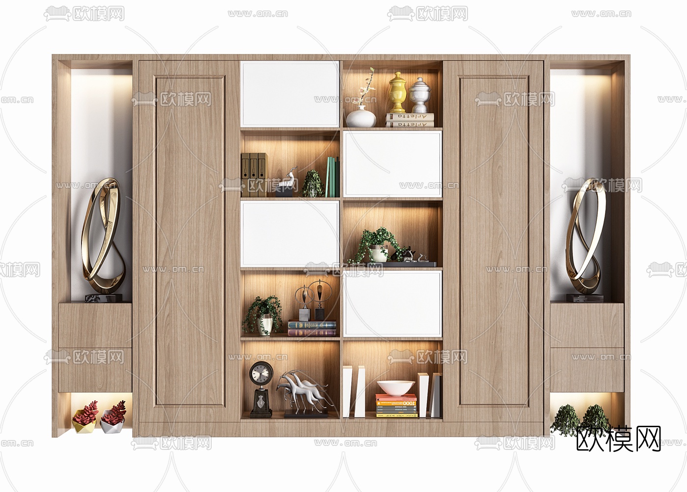 北欧实木装饰柜3d模型下载