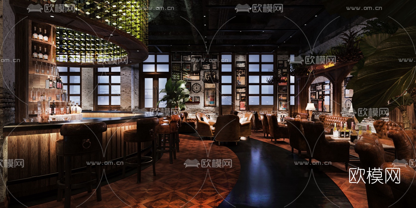 现代酒吧免费3d模型下载（渲染图1）