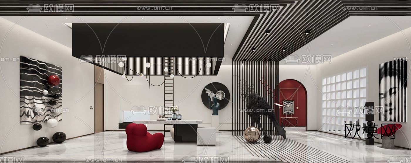 现代视觉艺术展厅3d模型