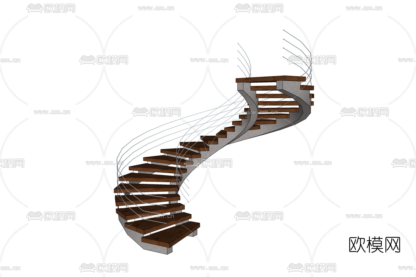 现代旋转楼梯免费su模型下载