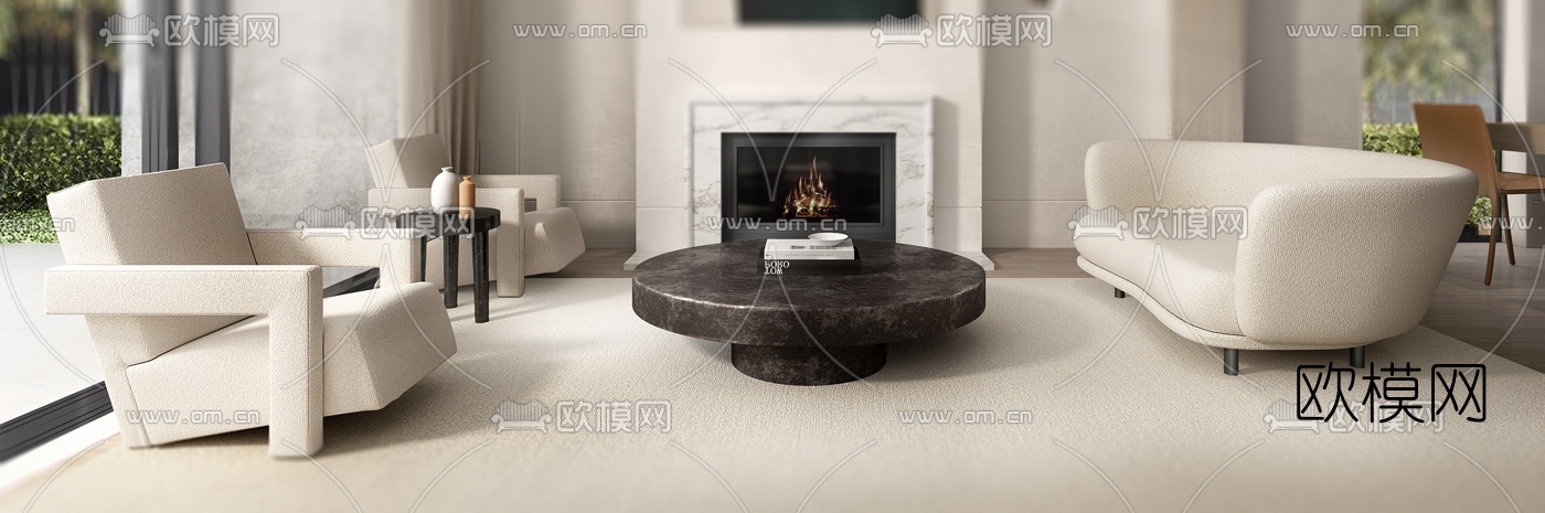 Mark Hunter设计 北欧客厅3d模型下载（渲染图2）